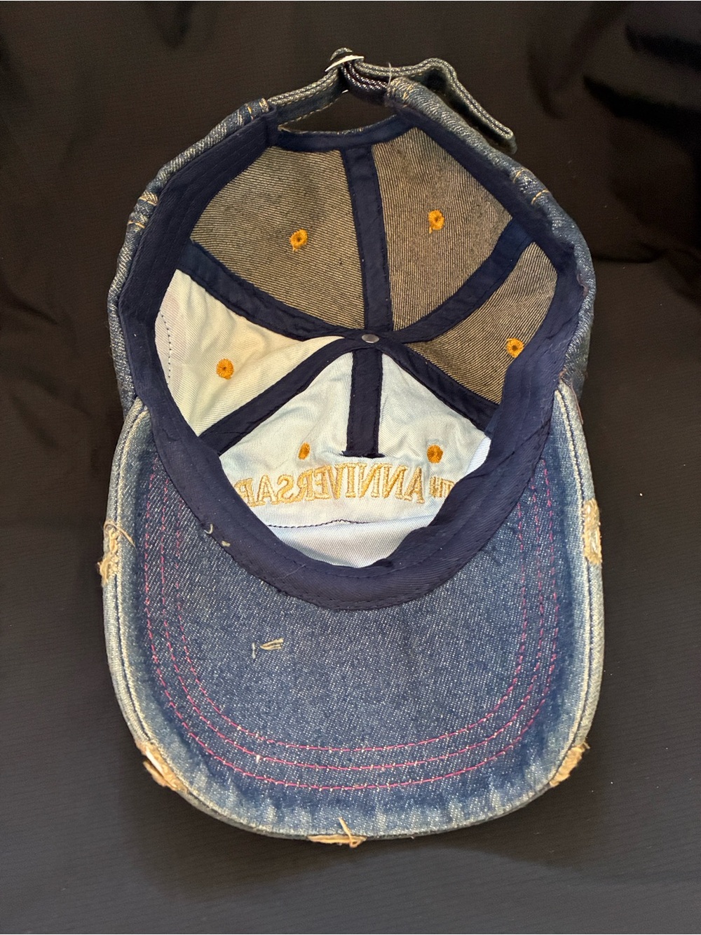 250th Anniversary Distressed Denim Cap with American Flag Patch - Blue - Picture 5 of 6